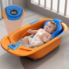 Star Daisy Bathtub Bath Seat With Temperature Sensor Baby Kids Bather Orange