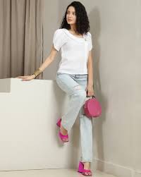 Shein Petal Short Sleeve Textured Loose Fit Crop Top With Button Detail White Size M