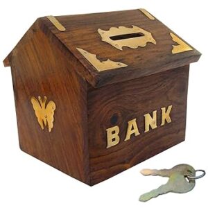 Handmade Red Wooden Money Bank
