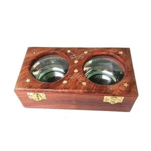 Wooden Dry Fruit Box 2 Compartment