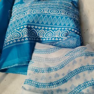 Skyblue And White Unstitched Salwar Suit With Dupatta For Women 5M