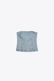 Zara Denim Blue Tube Top For Women Size S