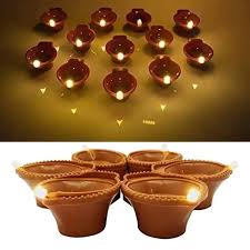 Brown Color Plastic Water Led Diya Set Of 4