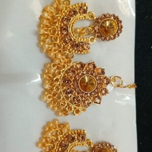 Artificial Golden Earrings With Beautiful Tikka Set