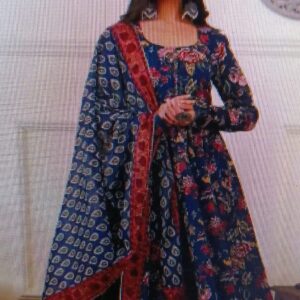 Women Printed Anarkali Kurta And Pant Set With Dupatt Size Xl