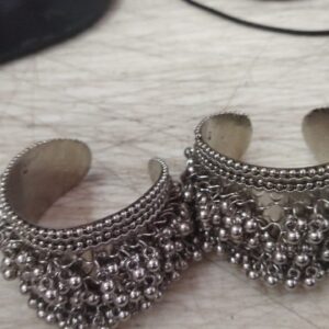 Silver Color Ghungroo Style Women Bracelet Set Of 2