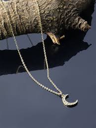 Women Moon Style Designer Necklace Silver
