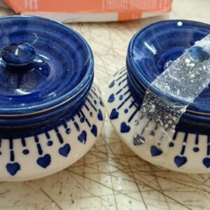 Set Of 2 Ceramic Jars Blue And White Designer