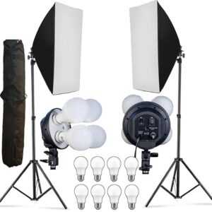 HiffinPro Quadlux Mark Lighting Kit Double Led Still Video Light Interview Equipment
