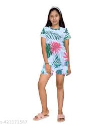 Pepp N Hagg Girls White Flower Print Set Stylish Green Leaf Size 12 To 13Y