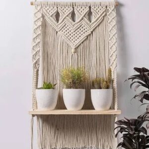 White Color Wooden Wall Planter For Home Decoration