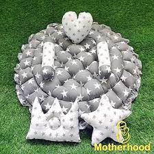 White Color Black Printed Round Shape Baby Bedding Set With Pillow
