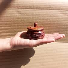Brown Wooden Sindoor Dibbi Box