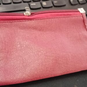 Mehroon Black Leather Bag Or Purse With Two Zippers