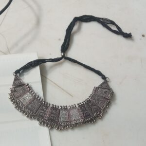 Teejh Mihira Silver Oxidised Choker Necklace For Women