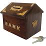 Handcrafted Wooden Hut Shaped Piggy Bank
