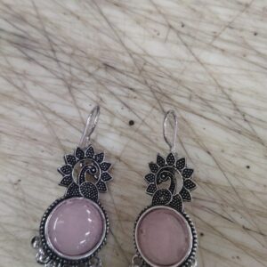 Silver And Pink Color Women Earings