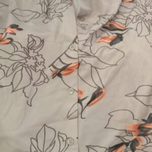 Grey Floral Printed Night Top For Women Size M