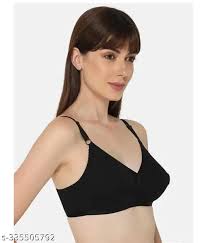 Womens Cotton Non Padded Bra Black Size 36
