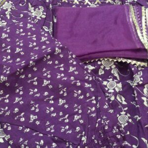 Pure Cotton Kurti With Pant Dupatta Set For Kid Girls Purple Size 9 To 10 Yrs