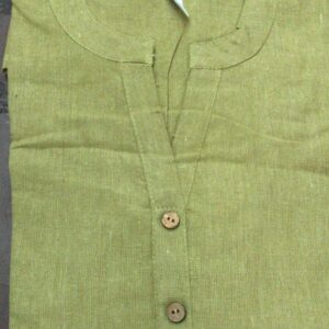 Mens Pure Cotton Short Kurta Green Size S