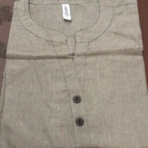 Pure Cotton Mens Short Kurta Grey Size S