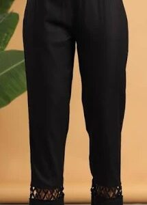Juniper Women S Solid Rayon AnkleLength Slim Fit Pants Black Size S