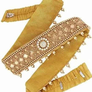 Golden Color Embroidery Traditional Waist Saree Belt