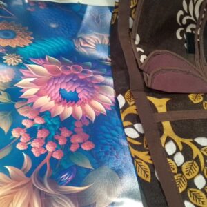 Multicolour Colour Printed Fridge Mat 4Pc With Top Cover