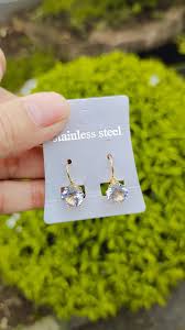 Earrings With A GoldPlated Finish And Crystal Cube Drops