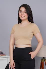 Crop Top For Women Beige Size S