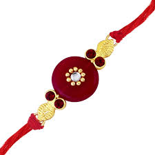 Sukkhi Fabulous Gold Plated Red Rakhi Roli Chawal Greeting Card Men Pack Of 2