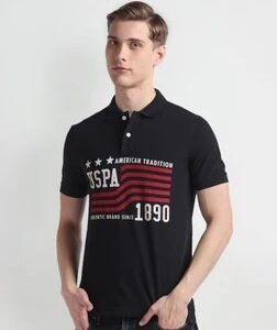 United Colors Of Benetton Typography Men Polo Neck Dark Blue TShirt Size Xxl