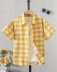 Tior Tages Yellow Checked Shirt For Kids Boy Size 7