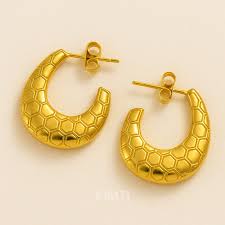 18K Gold Plated Gold Plated Quill Hoop Anti Tarnish Earring Pair