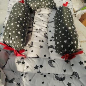 Grey And White Color Kids Baby Mattress With Pillow