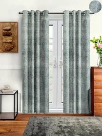 Cortina Door Curtain 50Mm X 70Mm Grey Velvet Set Of 2