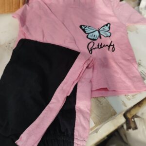 Pink And Black Color Hooded T Shirt Set For Kids Boy Size 24