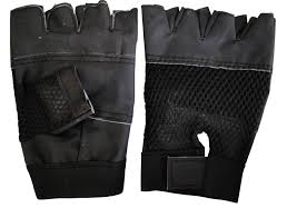 Black Color Leather Gym Gloves
