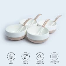 Lumiset Plastic Soup Bowls Set Of 4 With Matching Spoons 250 Ml