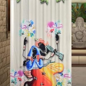 Pooja Room Curtain Drapes Radha Krishna 1 Piece 4 X 5 Feet
