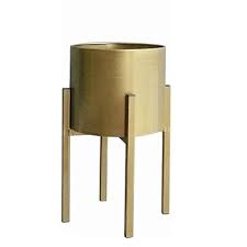 Artisanal Echo Indoor Plant Stand For Living Room Gold Metal Pots