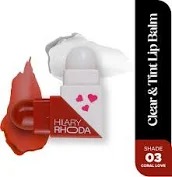Hilary Rhoda Clear Tint Lip Balm Hydrates Nourishes Lips 2 Sided Lip Balm Shade 03 Coral Love