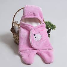 Naughty Baby Soft Hooded Blanket For Newborns Attached Hood Pink Colour