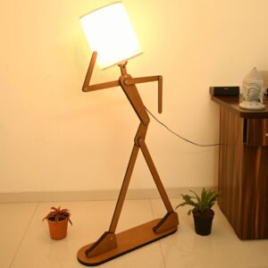 Wooden Floor Lamp With Movable Arms Legs With Led Bulb Included