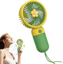 Yellow And Green Color Mini Handheld Fan With Charging Data Cable