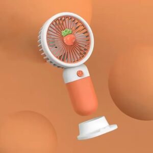 White And Orange Color Mini Handheld Fan With Charging Data Cable