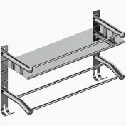 Stainless Steel Shelf With Towel Rod And Multi Purpose Hook