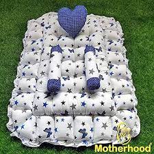 White And Blue Color Printed Baby Bed With Pillow