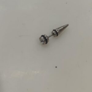 Shiny Silver Cone Earring With Ear Stud